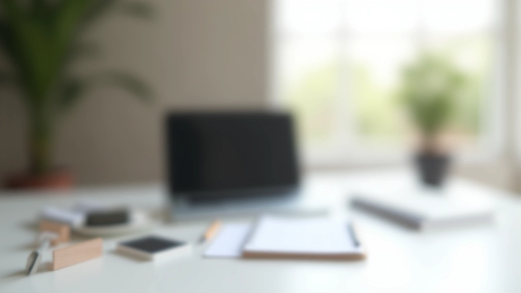 Scrivania organizzata con elementi essenziali disposti per minimizzare le distrazioni e massimizzare la produttività