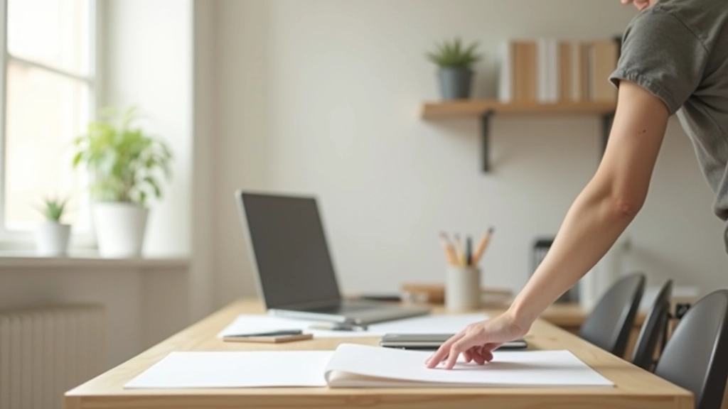 Spazio di lavoro pulito e organizzato con attrezzi necessari pronti all'uso e distrazioni rimosse